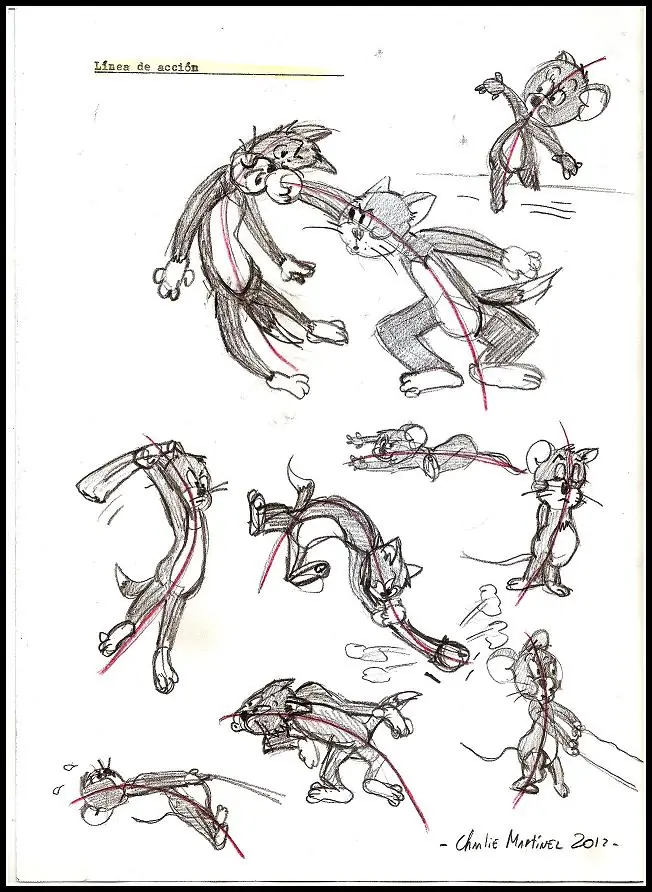 Dibujar caricaturas: la línea de acción