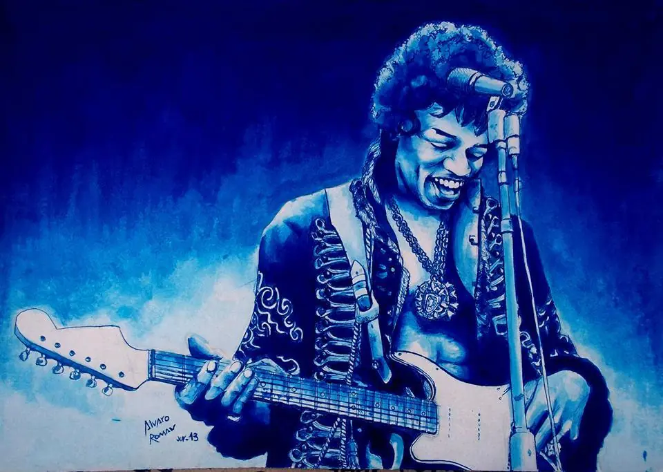 Jimi hendrix en tinta china... pronto subira mas de mis dibu