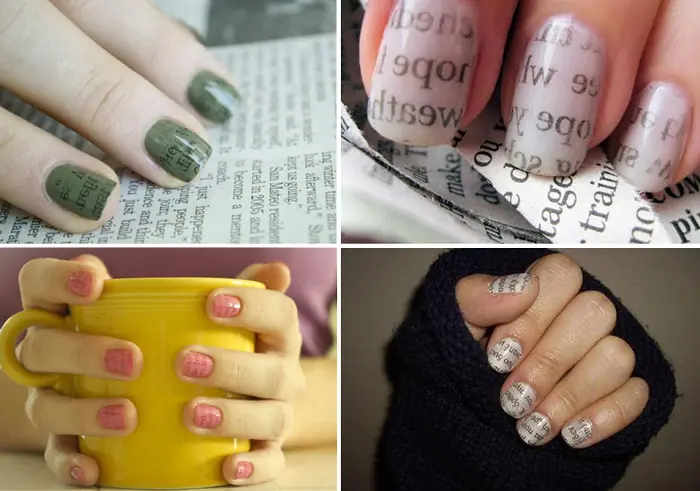 Como decorar tus uñas con papel periódico