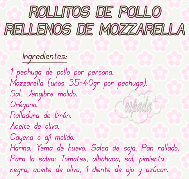 Rollitos de pollo rellenos de mozzarella