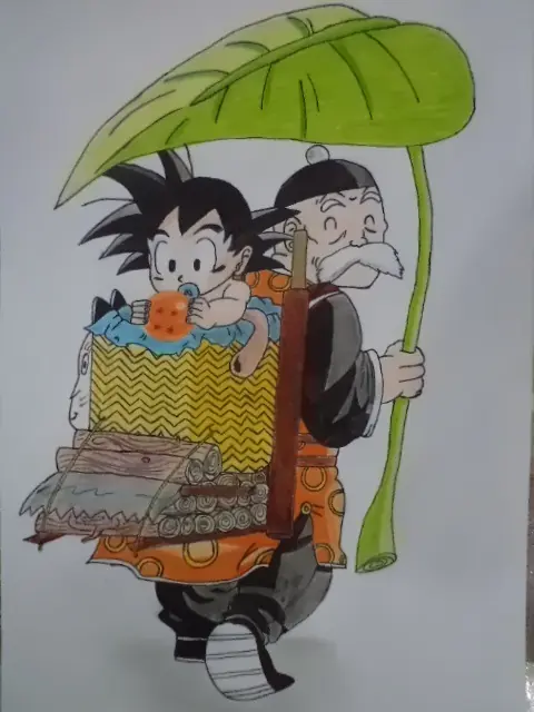 Dibujo Goku y su Abuelito