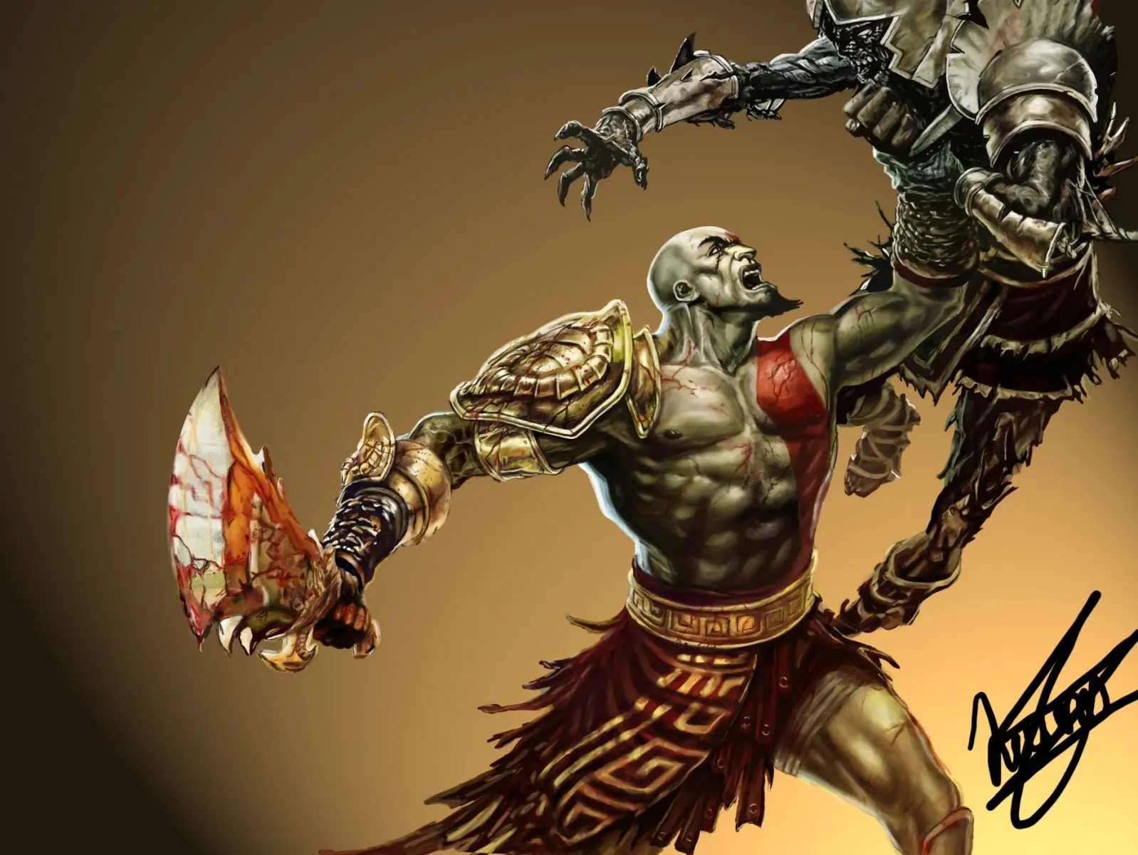 Mi Dibujo De Kratos (God Of War) Digital + Speed Painting
