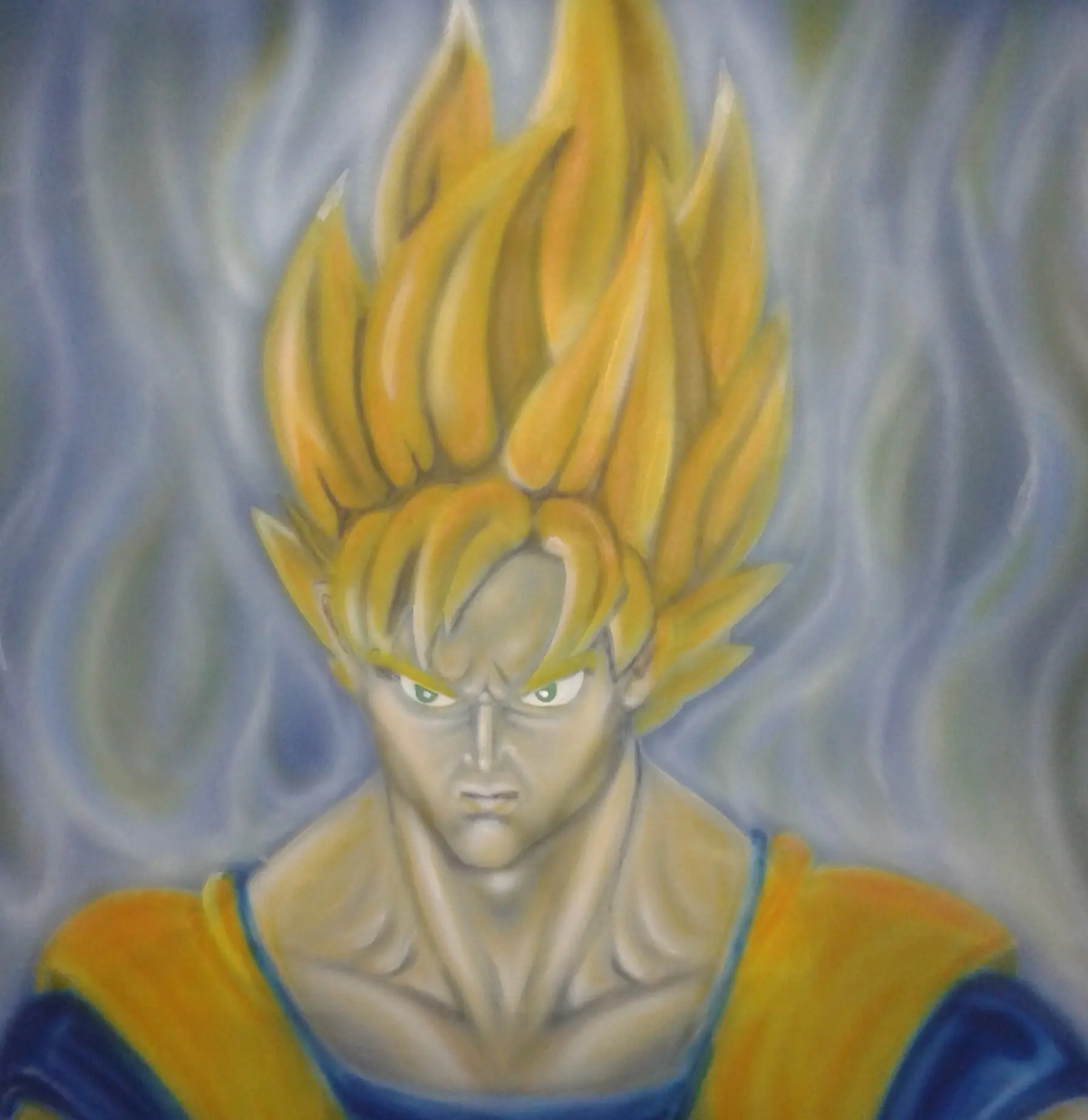 Goku, retrato hecho con aerografo