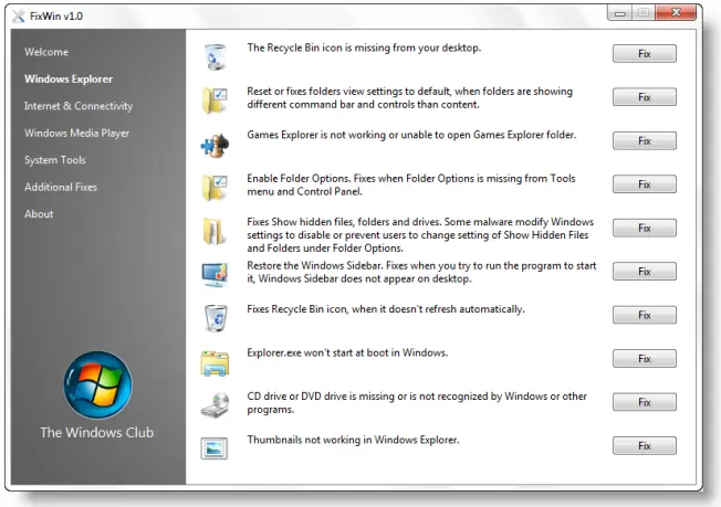 como reparar errores en Windows 7 y vista con FixWin