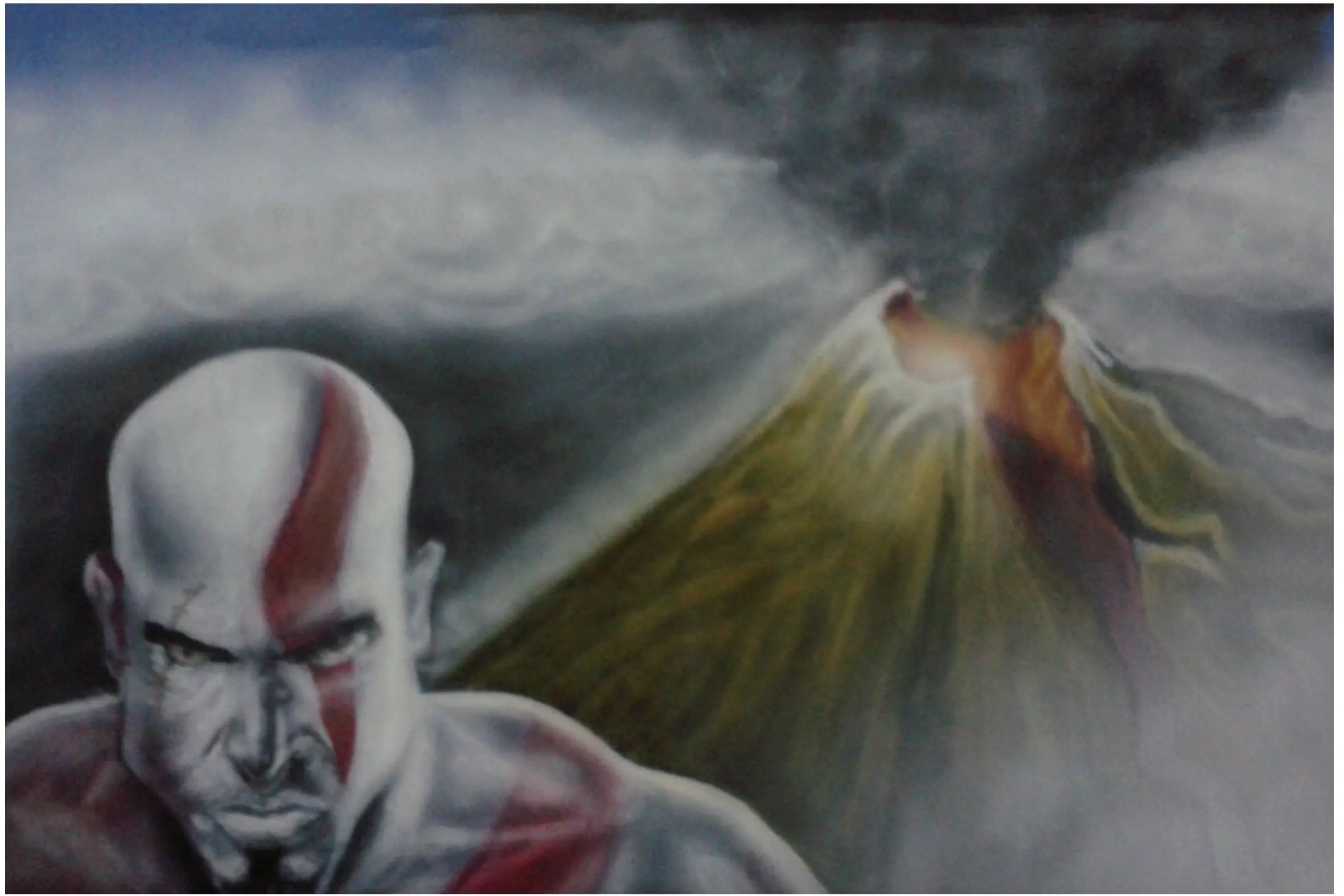 Kratos, retrato hecho con aerografo