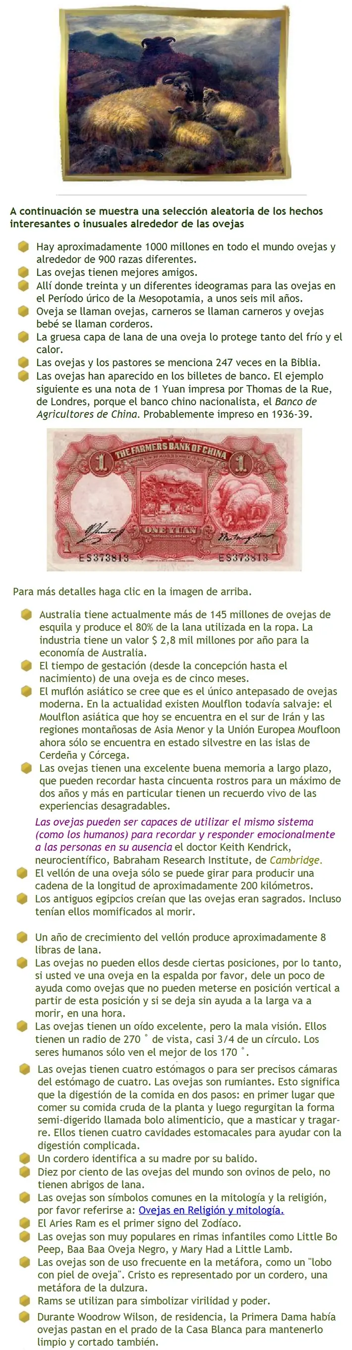 Datos de las ovejas.