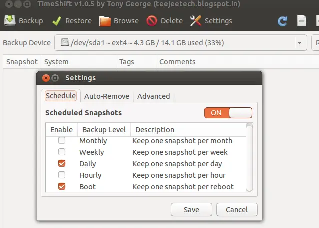 TimeShift: Restaura ubuntu a un estado anterior.