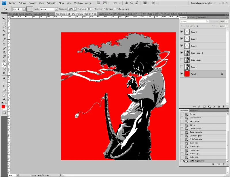 Tutorial Stencil 3 Capas Afro Samurai