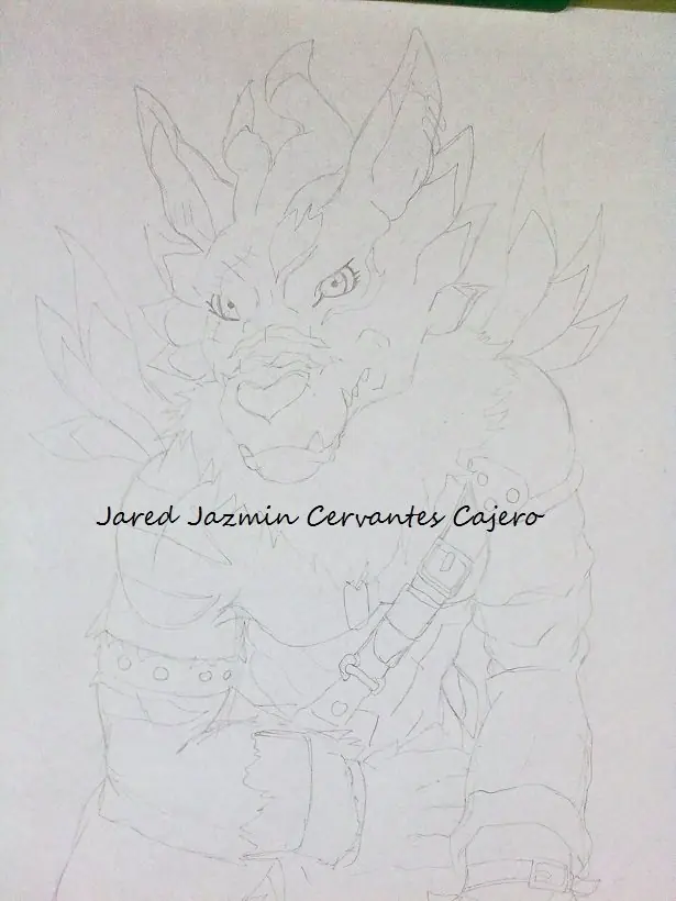 Mi dibujo de Weregarurumon Digimon con proceso