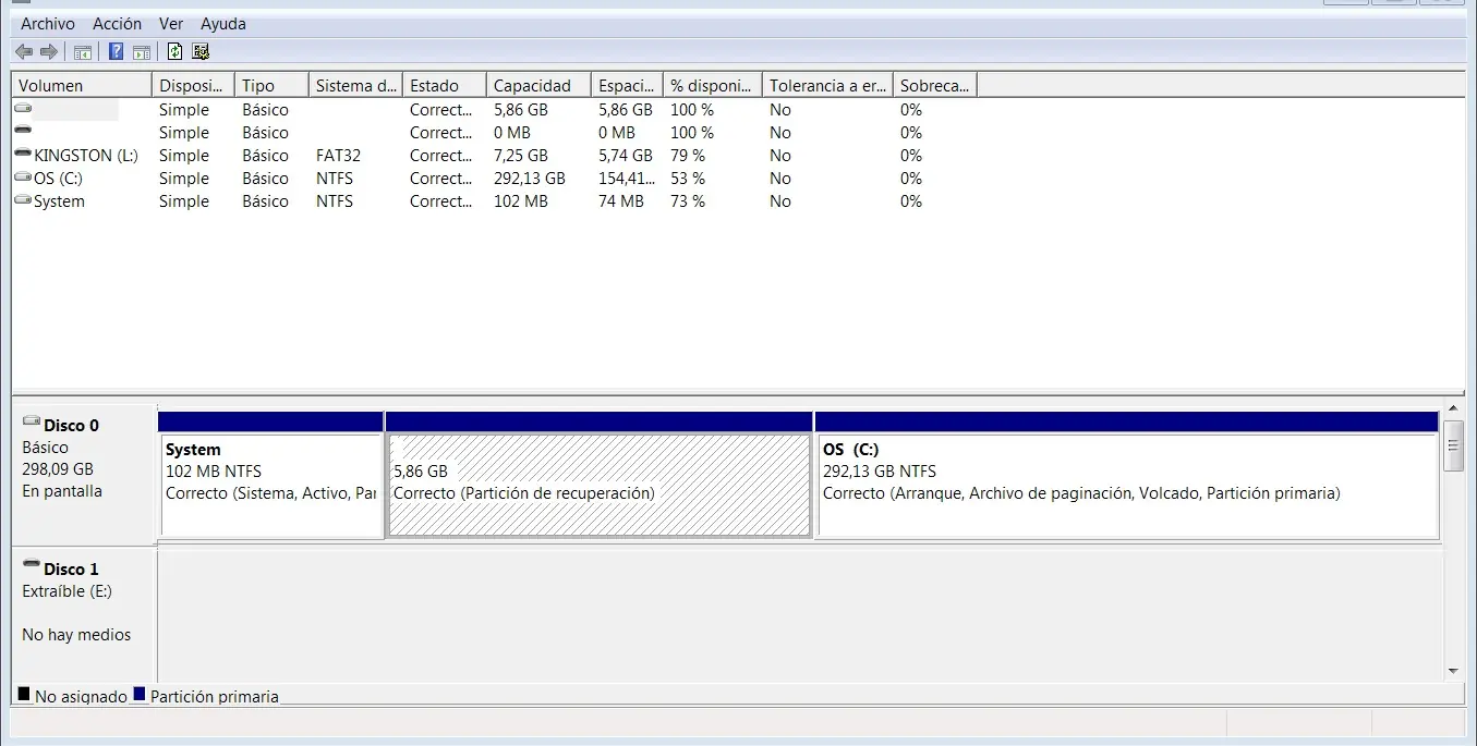 Expandir Particion Principal del Disco Duro en Windows 7