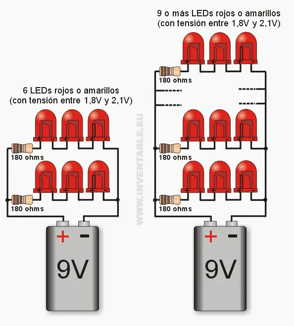 Leds a 9v