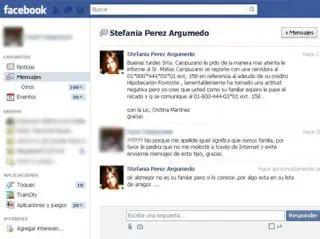 Mensajes de cobranzas por Facebook en Mexico