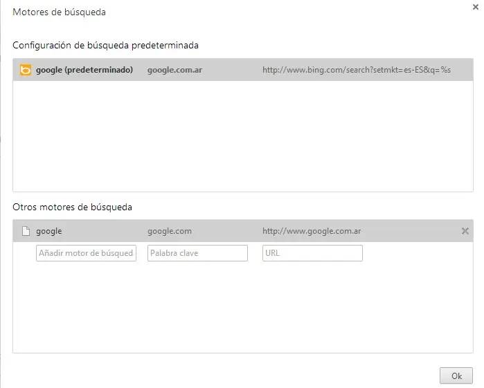 Como quitar el buscador de "bing"