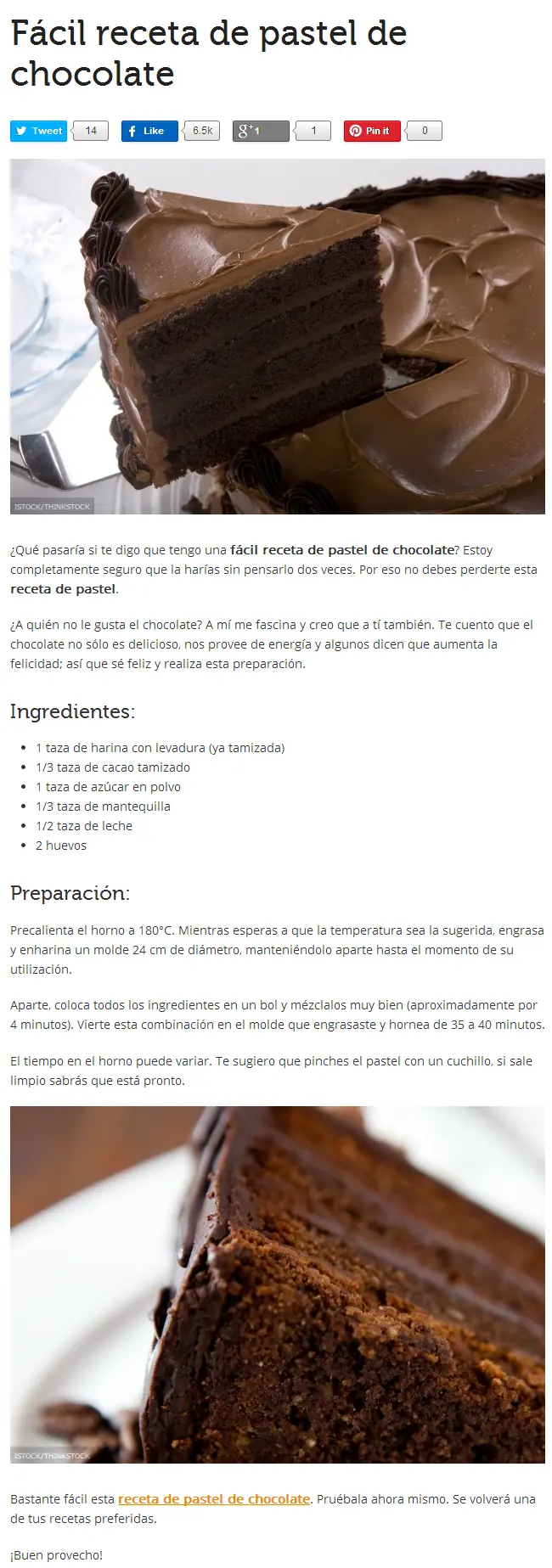 Fácil receta de pastel de chocolate