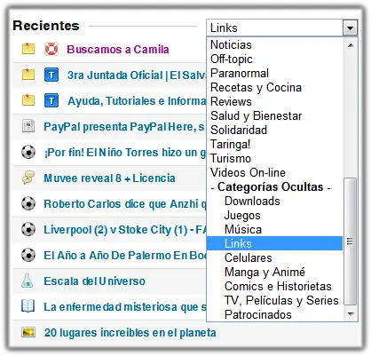 Ver Categorias ocultas de Taringa!