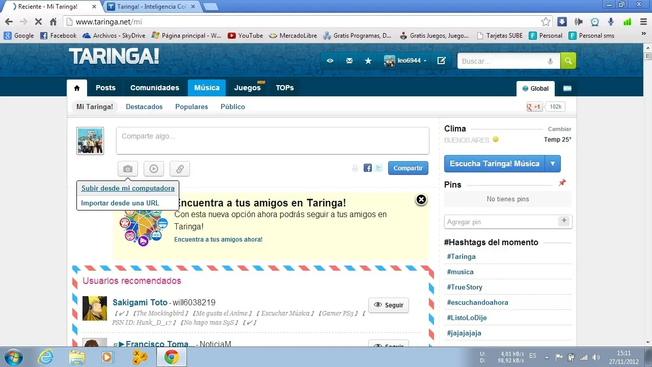 como subir imagen de taringa a tu post