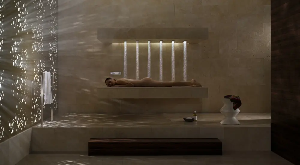 Ducha horizontalmente cambia el concepto de baño
