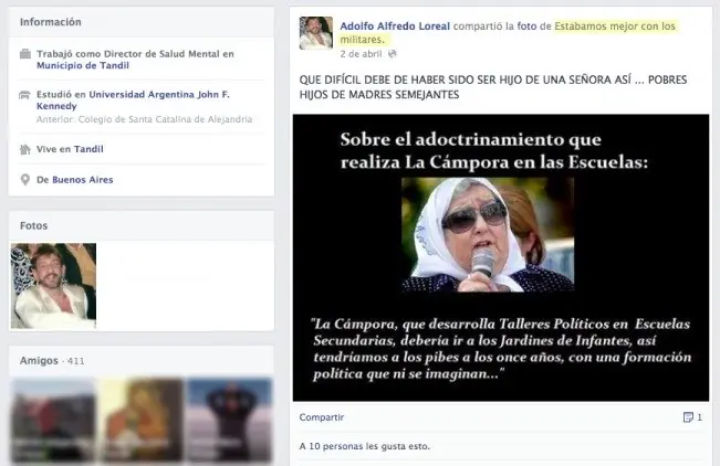 Un político radical hizo apología de la dictadura