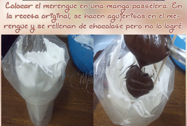 Merengue marmolado con chocolate