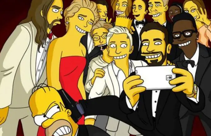Los Simpson recrean la "selfie" de Los Oscar