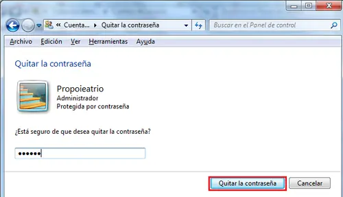 Como quitar contraseña de Administrador Win 7