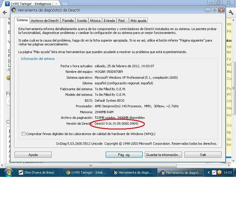 Regresar de directx 10 a directx 9 en XP