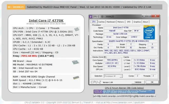 Overclock extremo: i7-4770K a 7,1GHz y 2,5 volt!