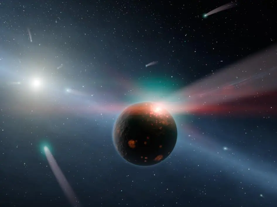 Spitzer detecta una tormenta de cometas en un sistema solar