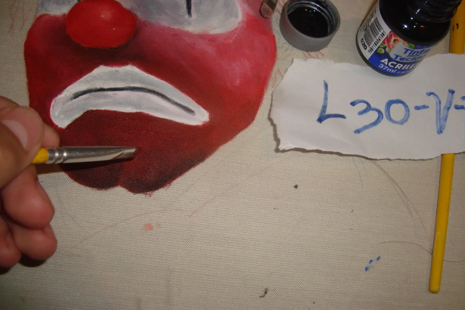 Mi Primera Pintura En Tela (payaso triste)