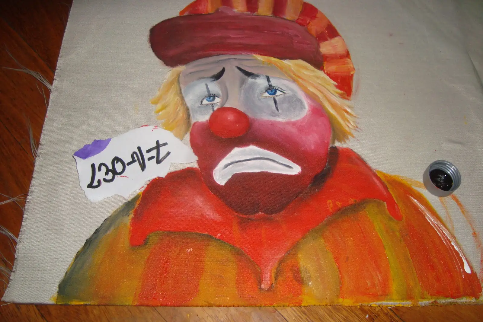 Mi Primera Pintura En Tela (payaso triste)