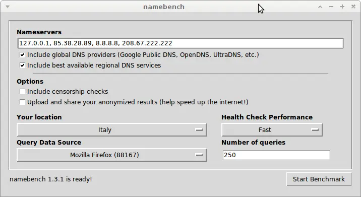 Namebench, probando qué servidor DNS es más rápido