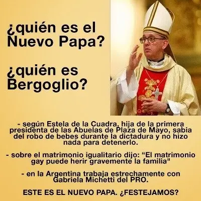 Papa Francisco, "engaño y mentira"