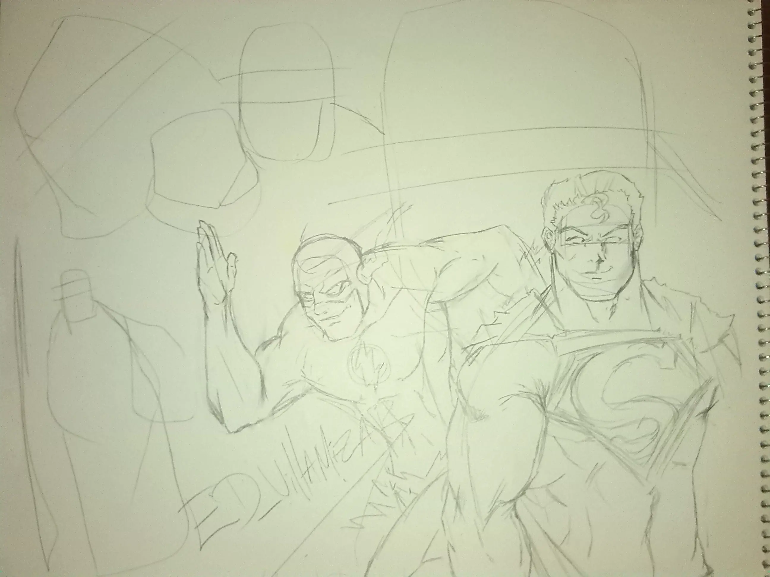 Dibujo Liga de La Justicia Con Marcadores Prismacolor