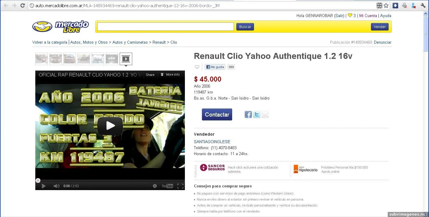 Aviso en Mercado libre .. pasá y reite