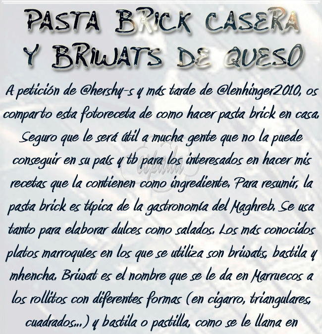 Pasta brick casera y briwat de queso