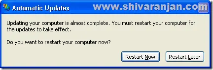 como sacar al auto restar por actualizacion de vista y xp