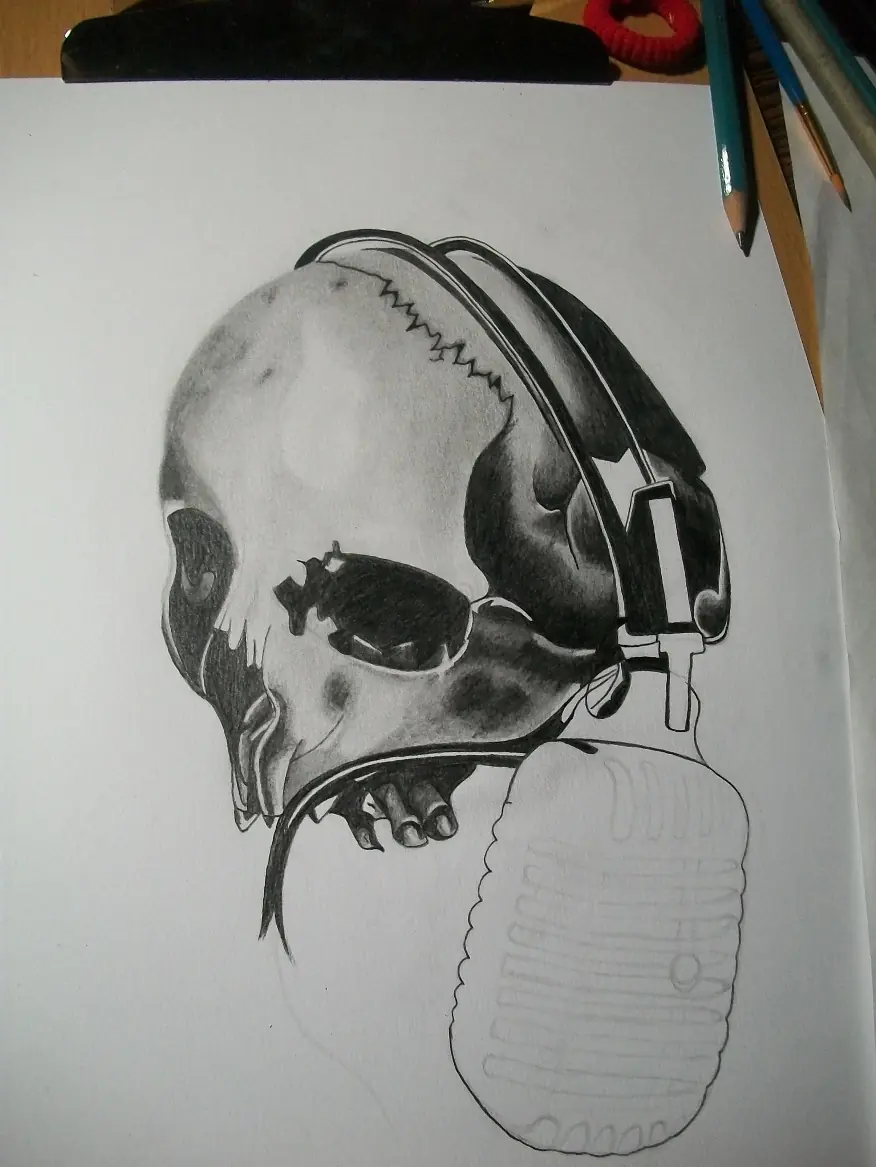 calavera a lápiz de grafito
