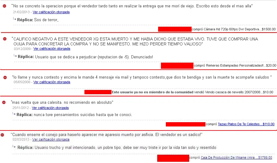 Calificaciones extremas de Mercadolibre - Nuevas