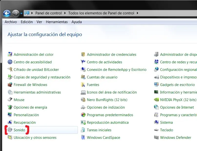 Quitar sonido de doble click windows 7