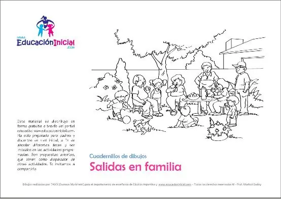 Cuadernillo de dibujos y actividades: Salidas en familia.