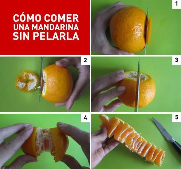 como pelar una mandarina con estilo