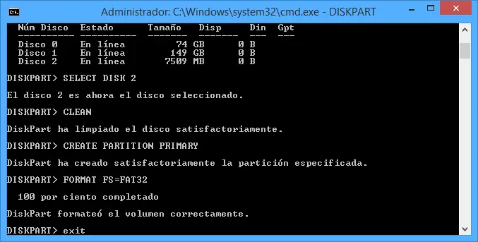 Método para reparar una Memoria USB [usando diskpart]