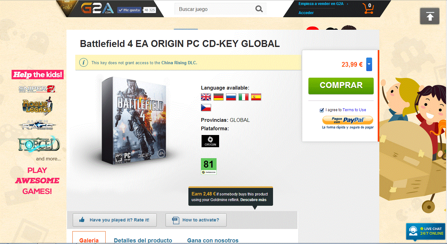 G2A ¡Excelente pagina para la compra de tus juegos!(keys)
