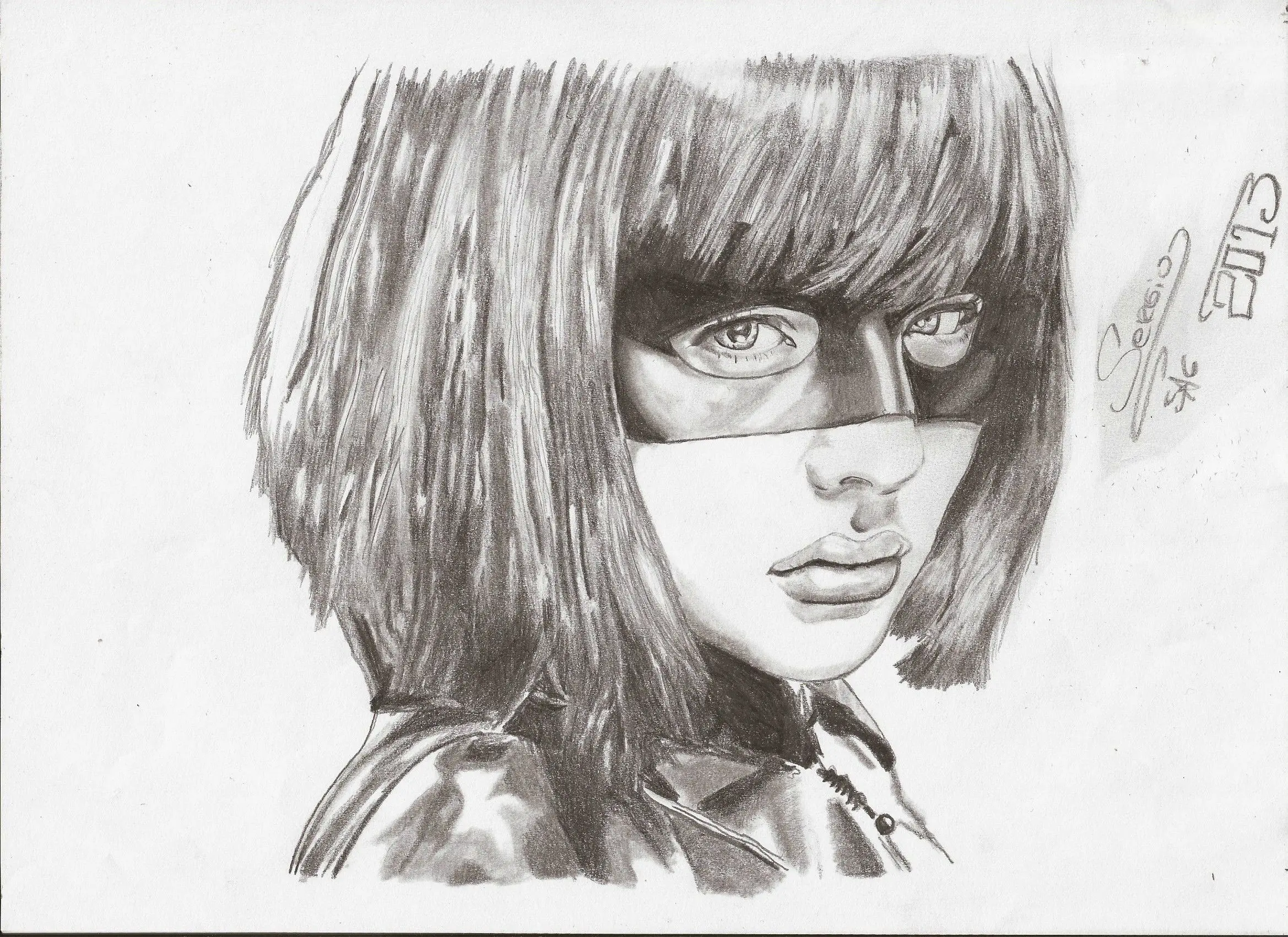 Dibuje a Chloë Grace Moretz como Hit-Girl