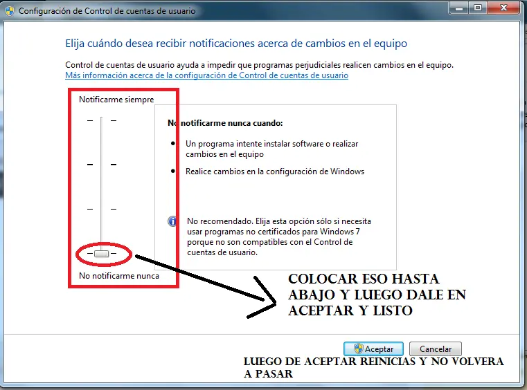 Desactivar el Control de cuentas de usuario (UAC)