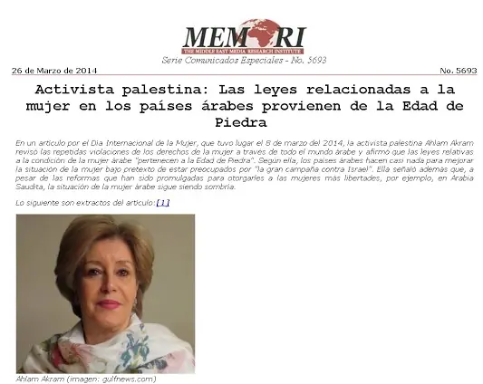 Activista palestina: Leyes mujer árabe Edad de Piedra