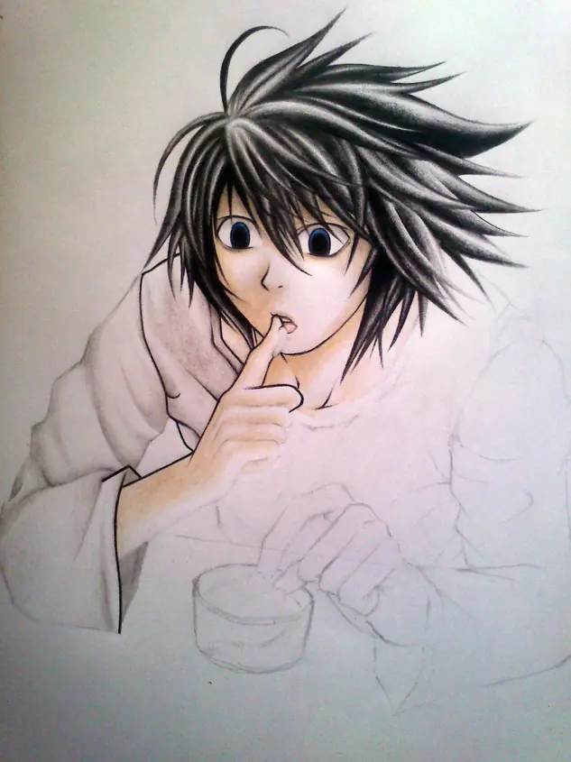Dibujo color "L" Death Note (yras)