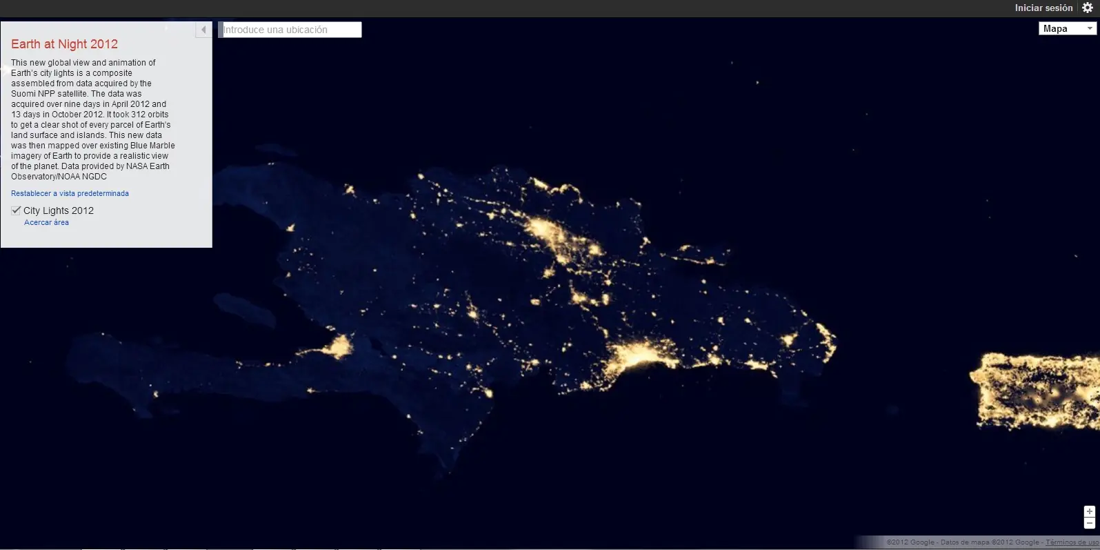 Google Maps muestra al planeta de noche