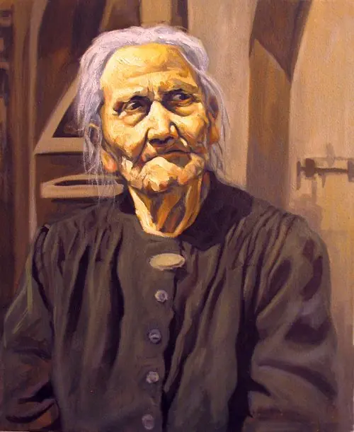 óleo de esta anciana senil que da miedo