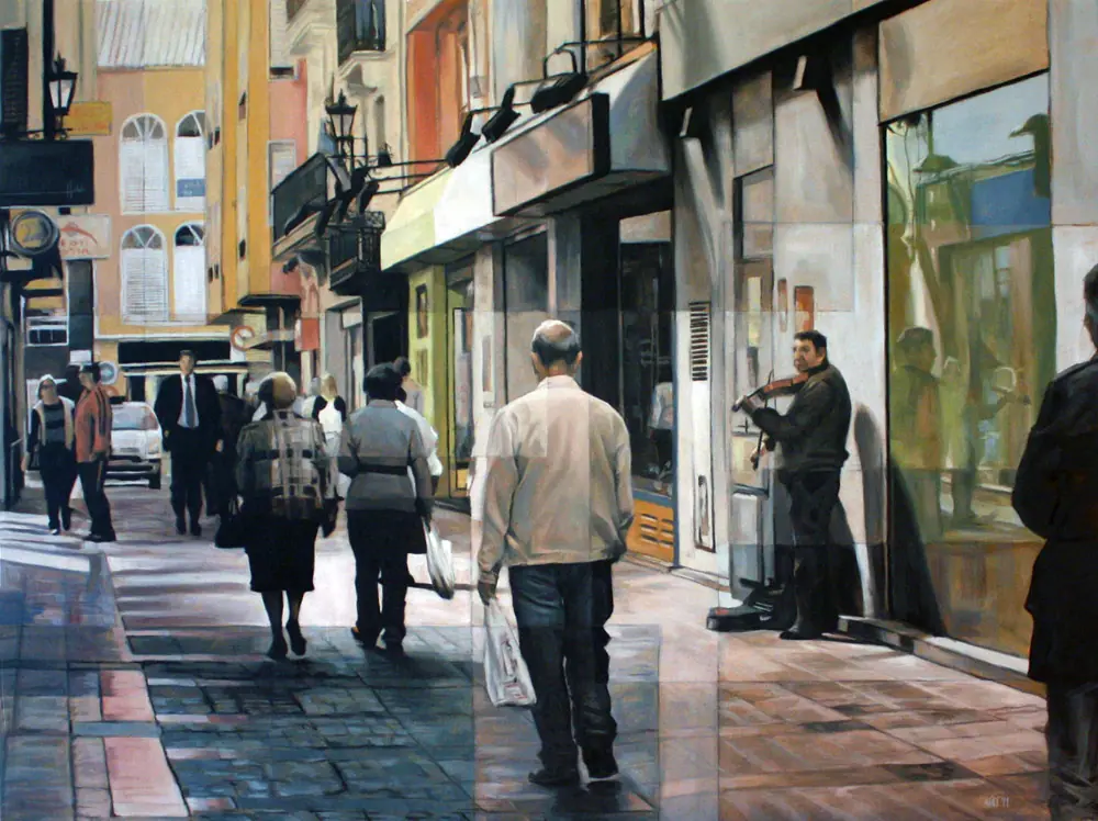 Paisaje urbano, óleo sobre tabla, 100 x 80 cm